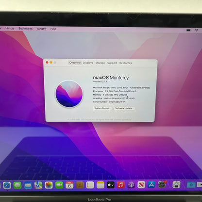 2016 Apple MacBook Pro 13.3" i5 2.9GHz 8GB RAM 512GB SSD Space Gray A1706