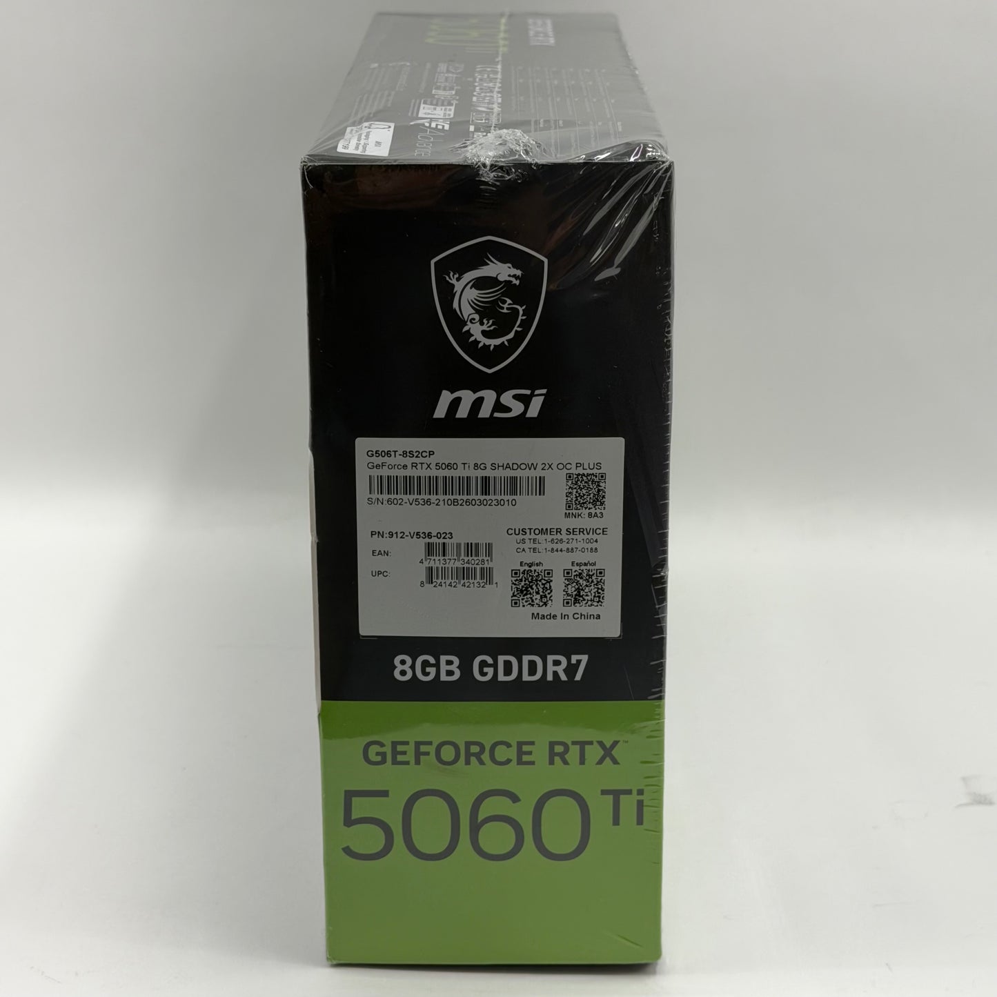 New MSI GeForce RTX 5060 Ti SHADOW 2X OC 8GB GDDR7 Graphics Card 602-V536-023