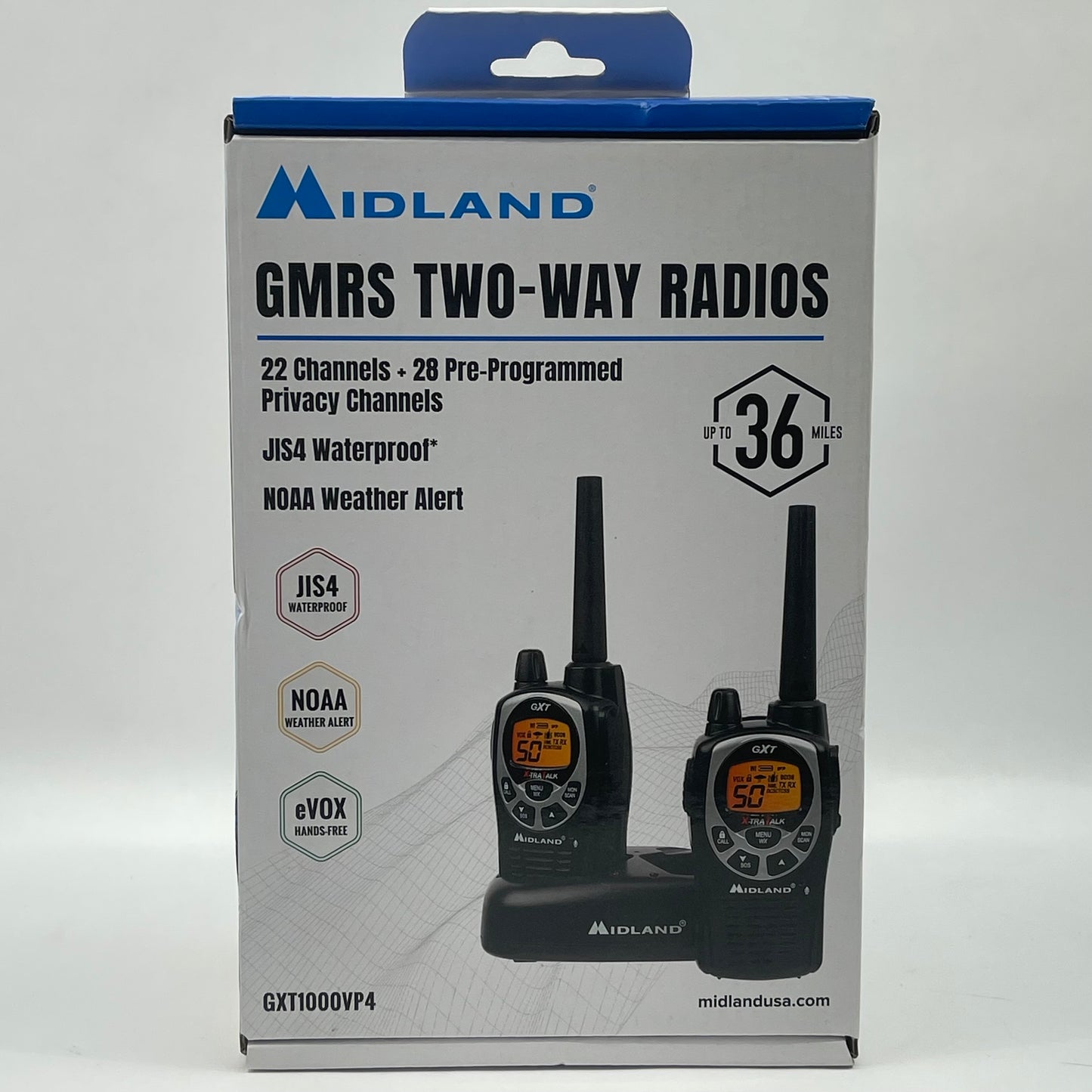 New Midland GMRS Two-Way Radios Walkie Talkie GXT1000VP4