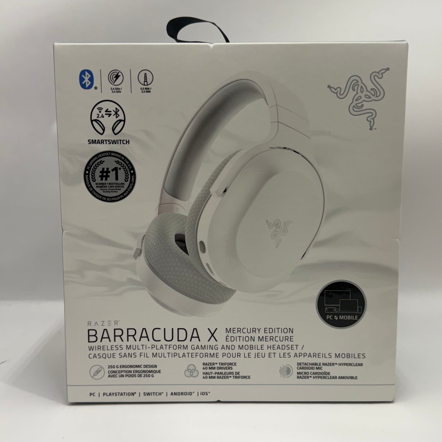 New Razer Barracuda X Mercury White RZ04-0443 Wireless Headset Multi-Platform