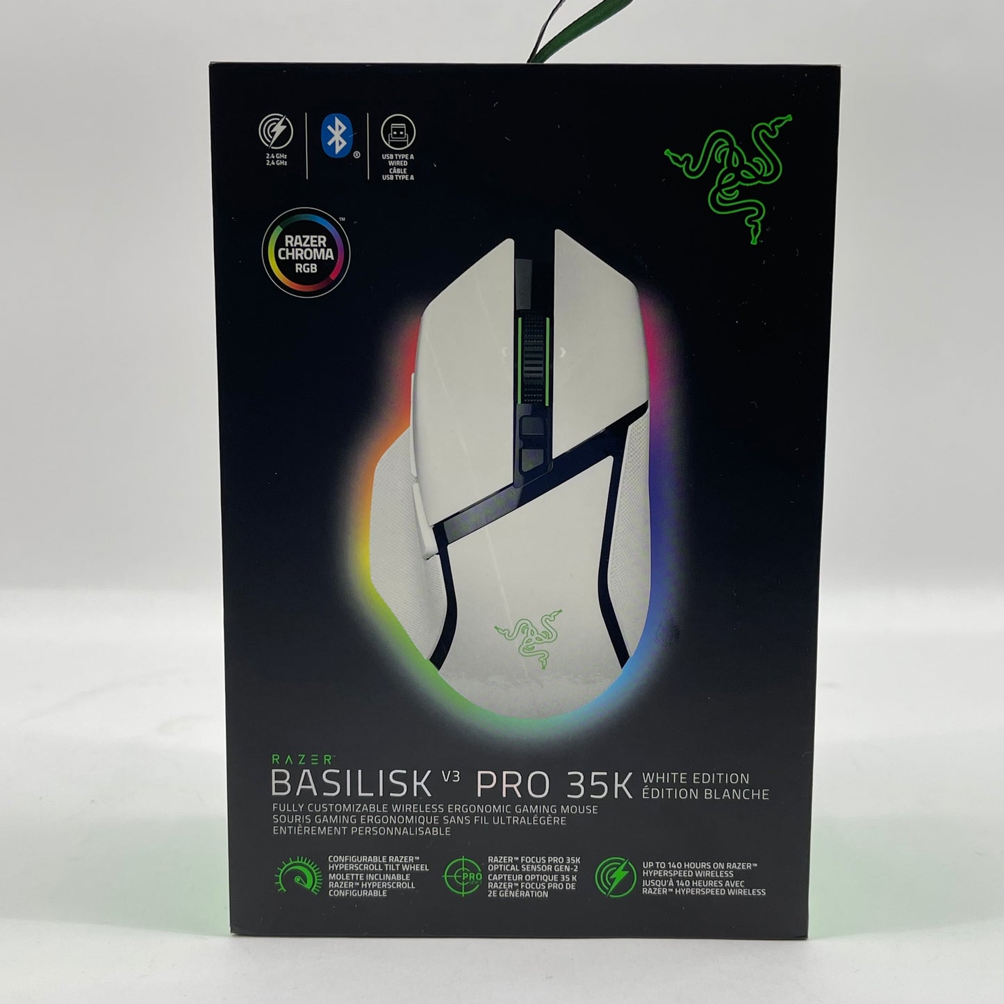 New Razer Basilisk V3 Pro 35K Wireless Gaming Mouse White Edition RZ01-0524 