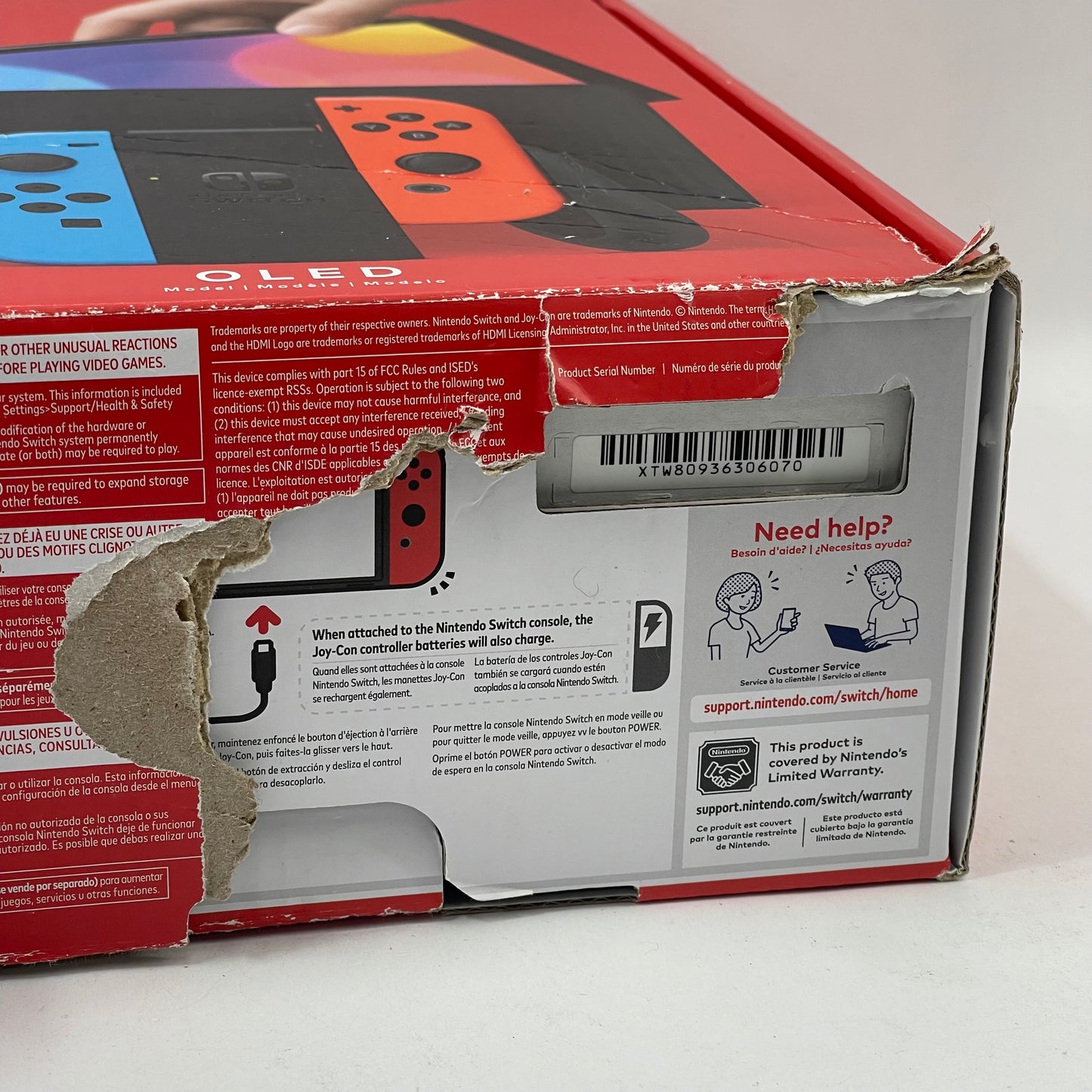 Nintendo Switch OLED Video Game Console HEG-001 Neon Red/Neon Blue