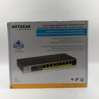 New Netgear 8-Port Gigabit Ethernet  Unmanaged PoE Switch GS108LP