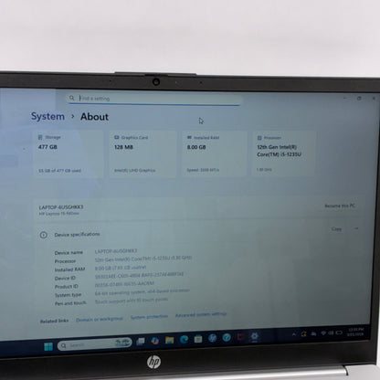 HP Laptop 15-FD0005DX 15.6" i5-1235U 1.3GHz 8GB RAM 512GB SSD