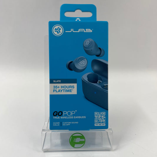 New JLab GO Pop+ True Wireless In Ear Earbuds Slate EBGAIRPOPRSLT124
