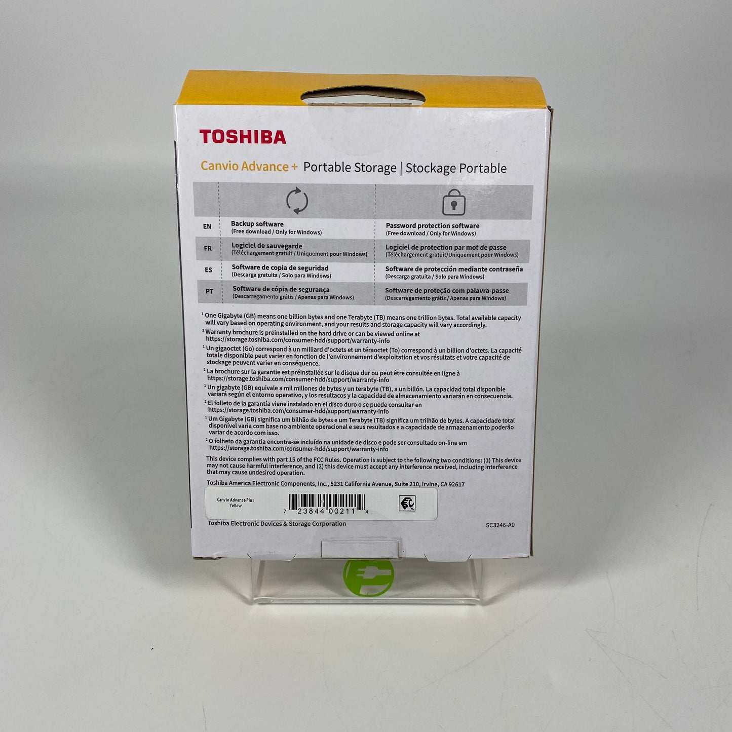 New Toshiba Portable Canvio Advance Plus 2TB External HDD DTCA20 Yellow