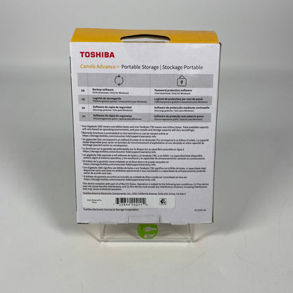 New Toshiba Portable Canvio Advance Plus 2TB External HDD DTCA20 Yellow
