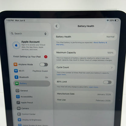 WiFi Only Apple iPad 11" (A16) 128GB Silver MD3Y4LL/A