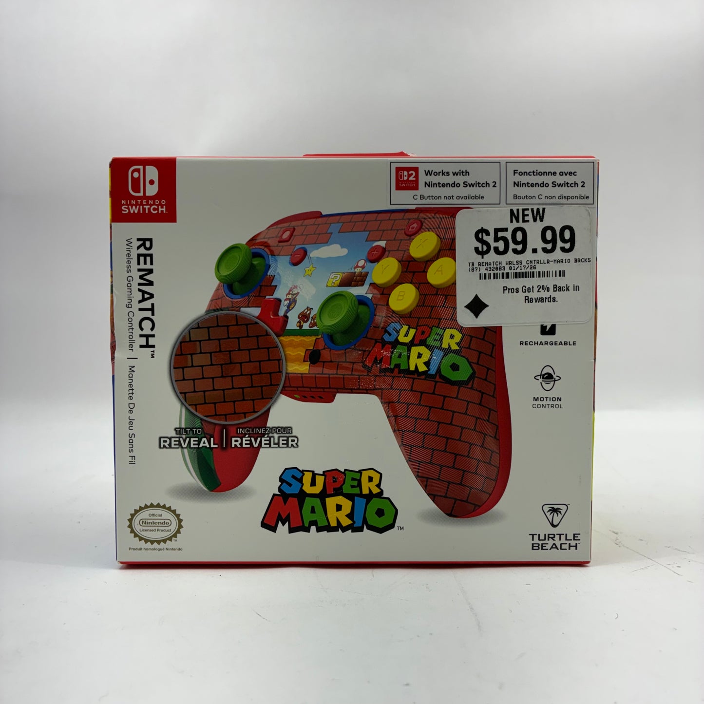 New Turtle Beach Rematch Mario Bricks Wireless Gaming Controller TBC-8301-65