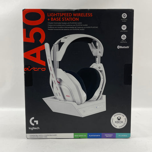 New Logitech A50 Wireless + Base Station Gaming Headset White 939-002229