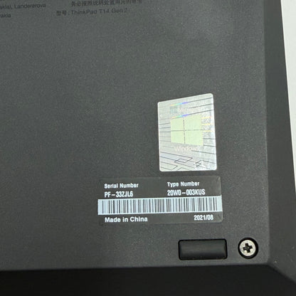Lenovo ThinkPad T14 Gen 2 20W0003KUS 14" i5-1135G7 2.4GHz 16GB RAM 512GB SSD
