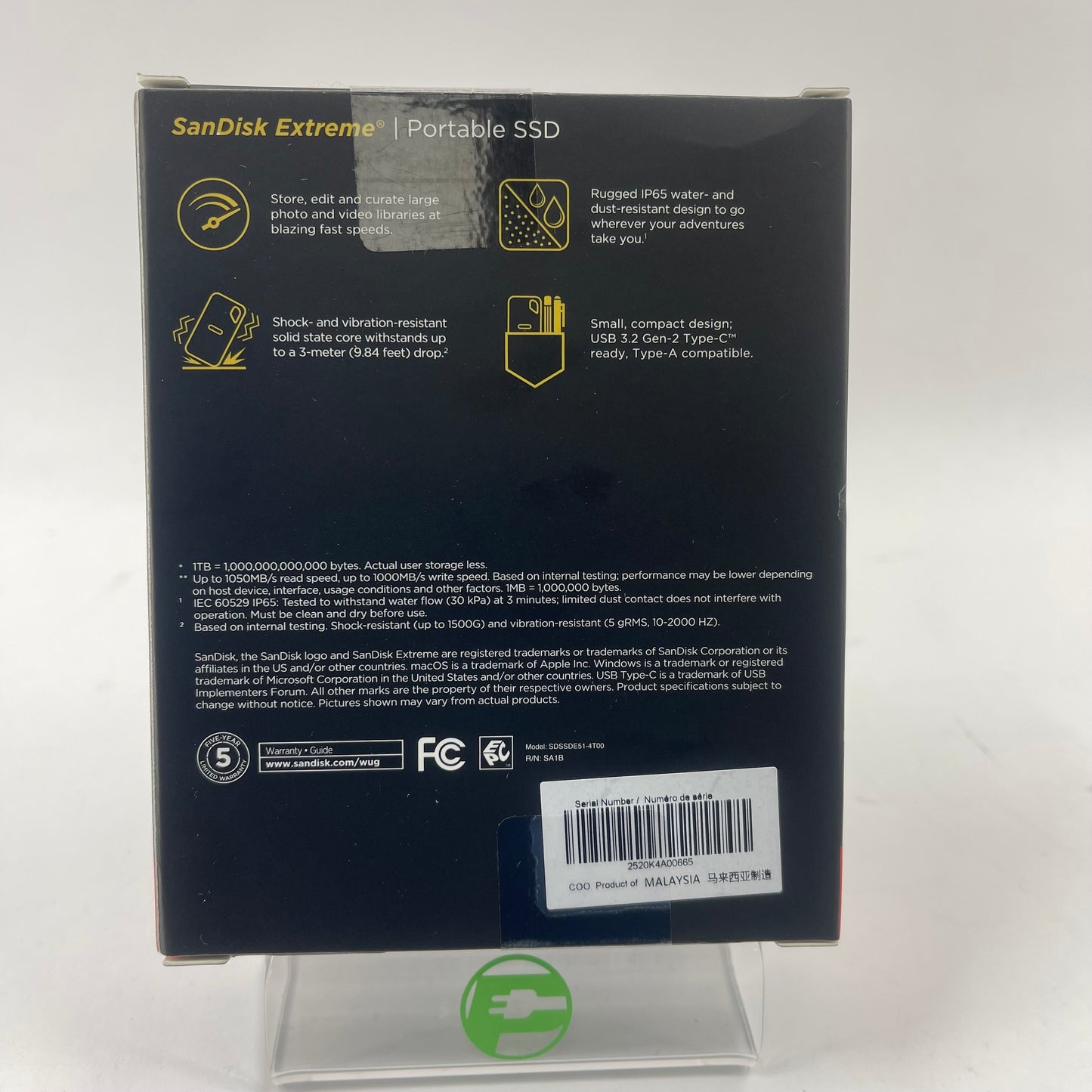 New SanDisk Extreme Portable SSD 4TB USB-C SSD SDSSDE51-4T00-AW25