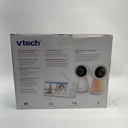 New VTech 2-Camera Smart WiFi Video Baby Monitor White RM5856-2HD
