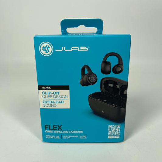 New JLab Flex Open Wireless Earbuds Black EBFLEXRBLK124