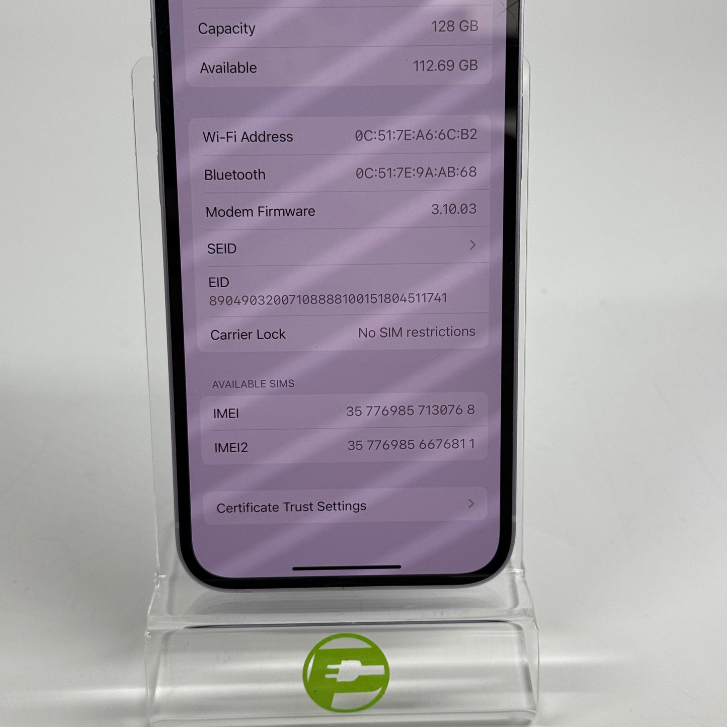 Factory Unlocked Apple iPhone 14 eSIM 128GB Purple MPUX3LL/A