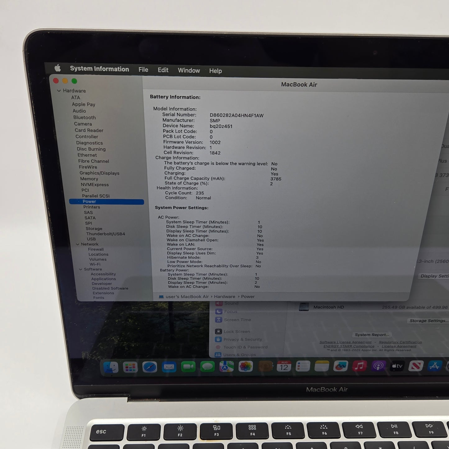 2020 Apple MacBook Air 13.3" i3 1.1GHz 16GB RAM 512GB SSD Silver A2179