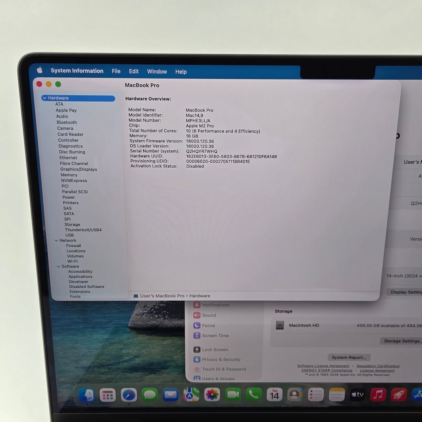 2023 Apple MacBook Pro 14" M2 Pro 16C GPU 3.5GHz 16GB RAM 512GB SSD A2779