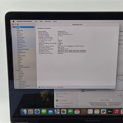 2018 Apple MacBook Pro 13.3" i5 2.3GHz 8GB RAM 256GB SSD Space Gray A1989