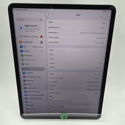 Factory Unlocked Apple iPad Pro 12.9" 5th Gen 1TB Space Gray MHP13LL/A